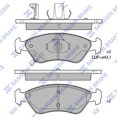 Комплект тормозных колодок, дисковый тормоз SANGSIN SP1079F