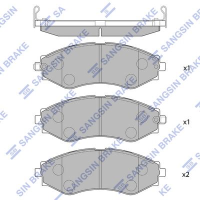 Комплект тормозных колодок, дисковый тормоз SANGSIN SP1103SD