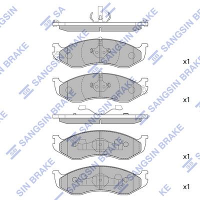 Комплект тормозных колодок, дисковый тормоз SANGSIN SP1112
