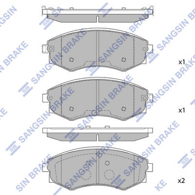 Комплект тормозных колодок, дисковый тормоз SANGSIN SP1144