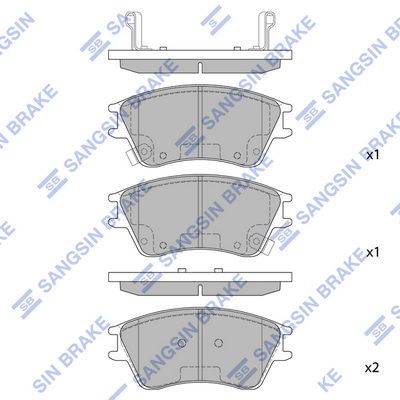 Комплект тормозных колодок, дисковый тормоз SANGSIN SP1147