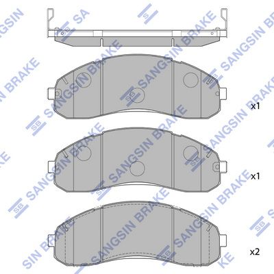 Комплект тормозных колодок, дисковый тормоз SANGSIN SP1148