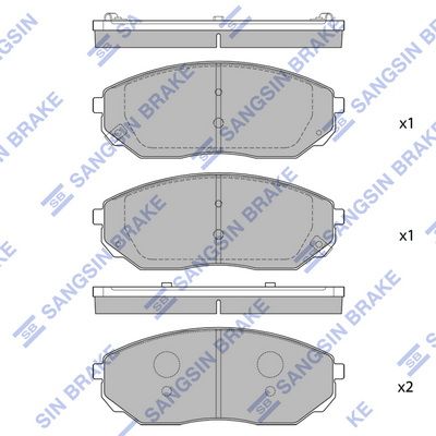 Комплект тормозных колодок, дисковый тормоз SANGSIN SP1153