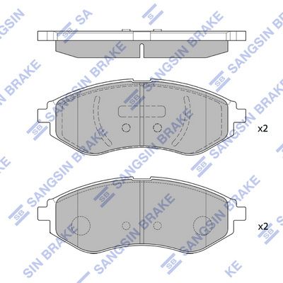 Комплект тормозных колодок, дисковый тормоз SANGSIN SP1158