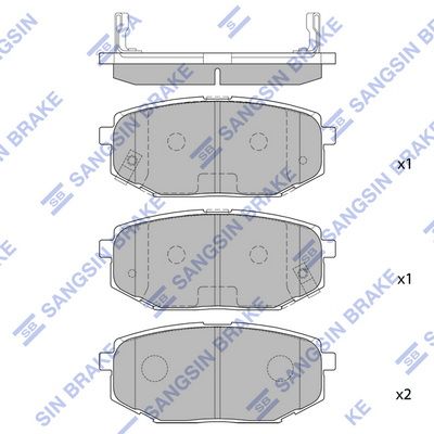 Комплект тормозных колодок, дисковый тормоз SANGSIN SP1185