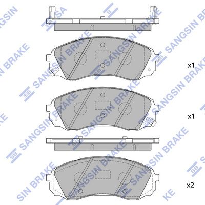 Комплект тормозных колодок, дисковый тормоз SANGSIN SP1238SD