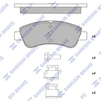 Комплект тормозных колодок, дисковый тормоз SANGSIN SP1241SD