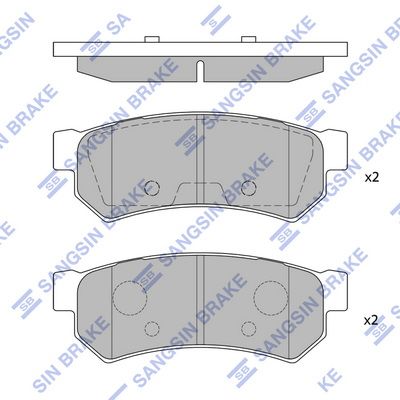 Комплект тормозных колодок, дисковый тормоз SANGSIN SP1257