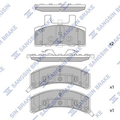 Комплект тормозных колодок, дисковый тормоз SANGSIN SP1261