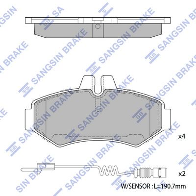 Комплект тормозных колодок, дисковый тормоз SANGSIN SP1278