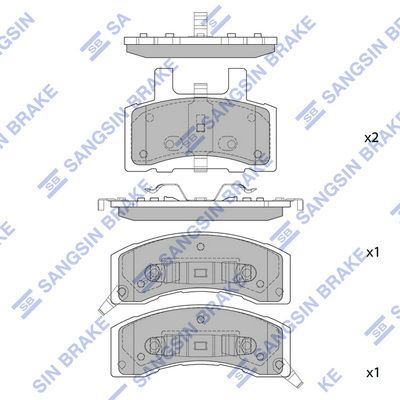 Комплект тормозных колодок, дисковый тормоз SANGSIN SP1288