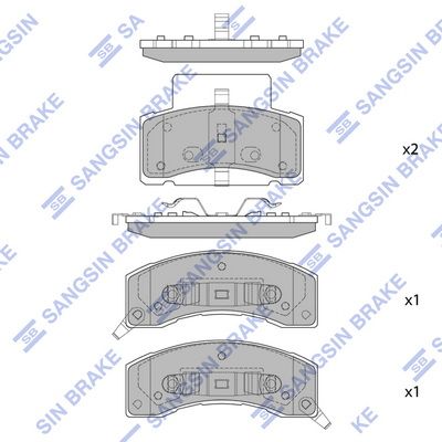 Комплект тормозных колодок, дисковый тормоз SANGSIN SP1318