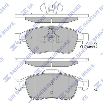 Комплект тормозных колодок, дисковый тормоз SANGSIN SP1390