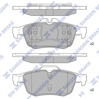 Комплект тормозных колодок, дисковый тормоз SANGSIN SP1396