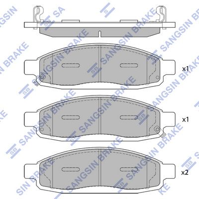 Комплект тормозных колодок, дисковый тормоз SANGSIN SP1446