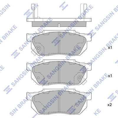 Комплект тормозных колодок, дисковый тормоз SANGSIN SP1462