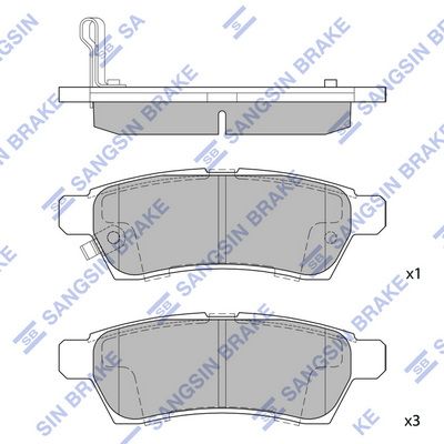 Комплект тормозных колодок, дисковый тормоз SANGSIN SP1513