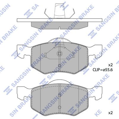 Комплект тормозных колодок, дисковый тормоз SANGSIN SP1519