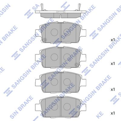 Комплект тормозных колодок, дисковый тормоз SANGSIN SP1555