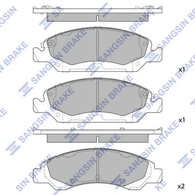 Комплект тормозных колодок, дисковый тормоз SANGSIN SP1561