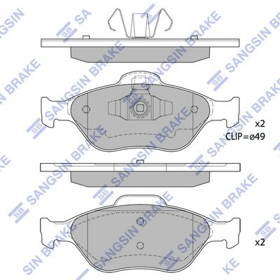 Комплект тормозных колодок, дисковый тормоз SANGSIN SP1565