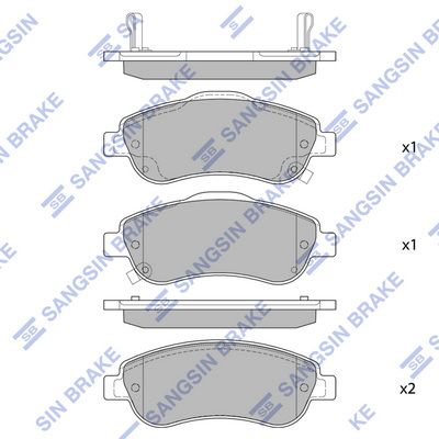 Комплект тормозных колодок, дисковый тормоз SANGSIN SP1567SD