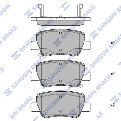 Комплект тормозных колодок, дисковый тормоз SANGSIN SP1578