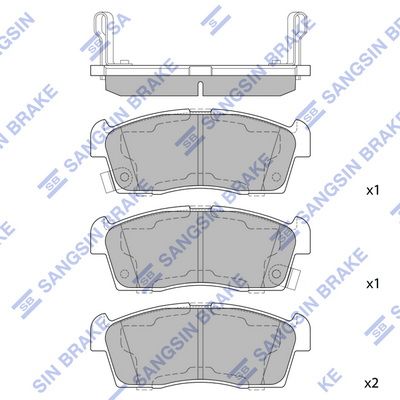 Комплект тормозных колодок, дисковый тормоз SANGSIN SP1592A