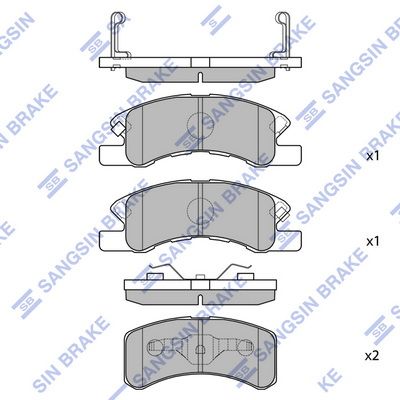Комплект тормозных колодок, дисковый тормоз SANGSIN SP1593