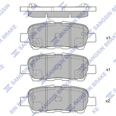 Комплект тормозных колодок, дисковый тормоз SANGSIN SP1637SD