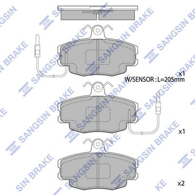 Комплект тормозных колодок, дисковый тормоз SANGSIN SP1668