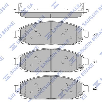 Комплект тормозных колодок, дисковый тормоз SANGSIN SP1676