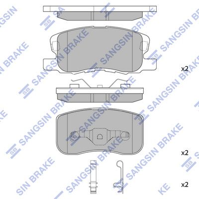 Комплект тормозных колодок, дисковый тормоз SANGSIN SP1680