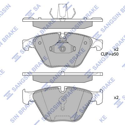 Комплект тормозных колодок, дисковый тормоз SANGSIN SP1695