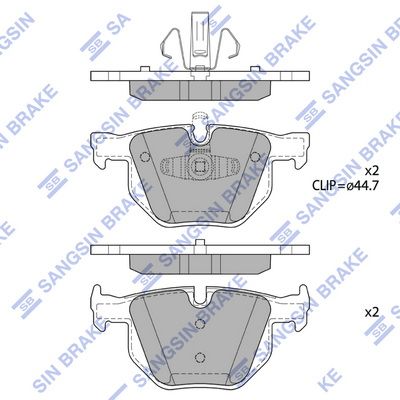 Комплект тормозных колодок, дисковый тормоз SANGSIN SP1696