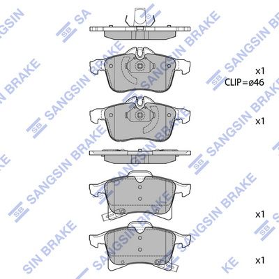 Комплект тормозных колодок, дисковый тормоз SANGSIN SP1703