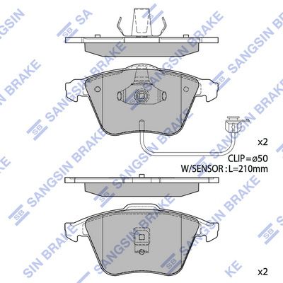 Комплект тормозных колодок, дисковый тормоз SANGSIN SP1705