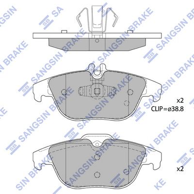 Комплект тормозных колодок, дисковый тормоз SANGSIN SP1707