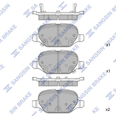 Комплект тормозных колодок, дисковый тормоз SANGSIN SP1709