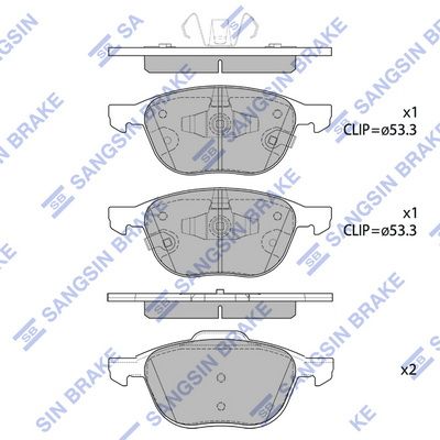 Комплект тормозных колодок, дисковый тормоз SANGSIN SP1712