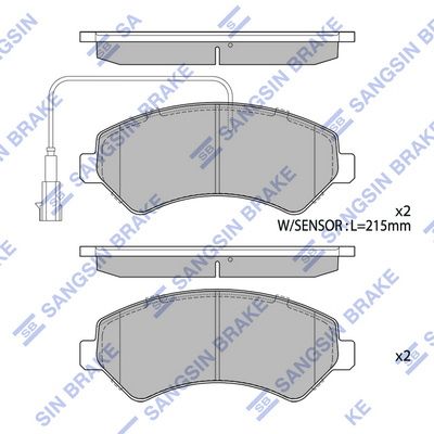 Комплект тормозных колодок, дисковый тормоз SANGSIN SP1716