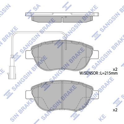 Комплект тормозных колодок, дисковый тормоз SANGSIN SP1746
