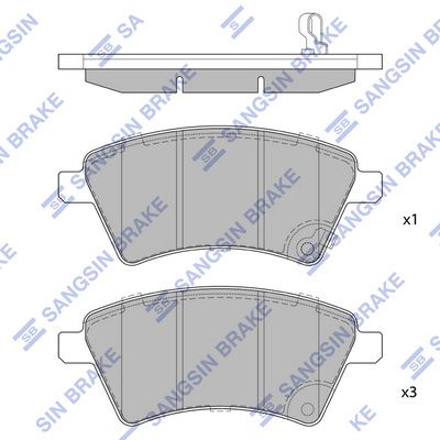 Комплект тормозных колодок, дисковый тормоз SANGSIN SP1751