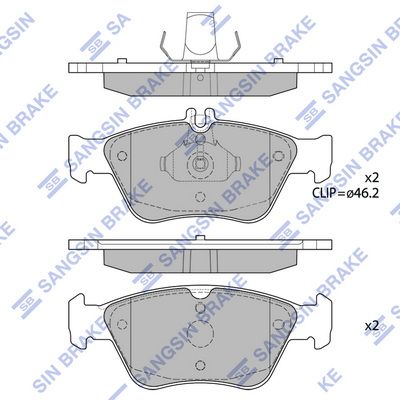 Комплект тормозных колодок, дисковый тормоз SANGSIN SP1755