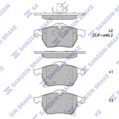 Комплект тормозных колодок, дисковый тормоз SANGSIN SP1757