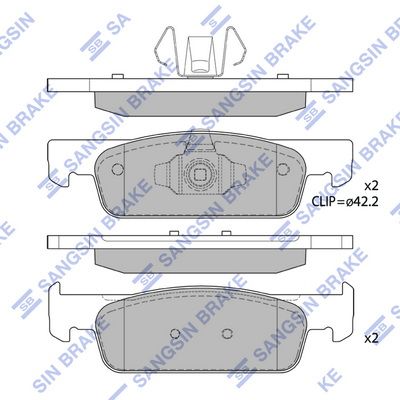Комплект тормозных колодок, дисковый тормоз SANGSIN SP1787
