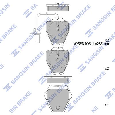 Комплект тормозных колодок, дисковый тормоз SANGSIN SP1790