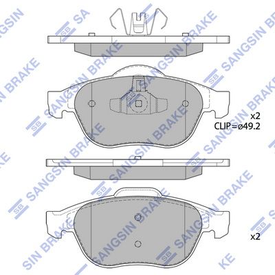 Комплект тормозных колодок, дисковый тормоз SANGSIN SP1802
