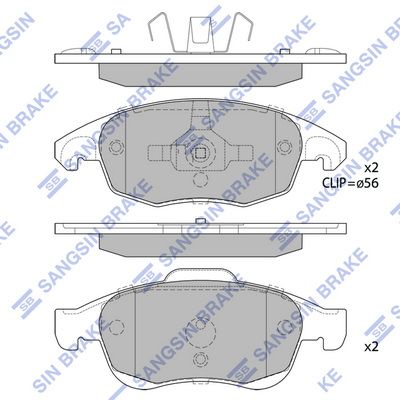 Комплект тормозных колодок, дисковый тормоз SANGSIN SP1825SD