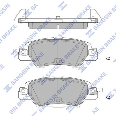 Комплект тормозных колодок, дисковый тормоз SANGSIN SP1860SD